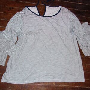 loft  size medium dress tee shirt blouse womens top black white striped